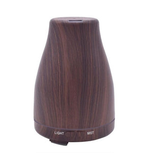 120ML Ultrasonic Humidifier Aroma Essential Oil Diffuser w/Wood Grain Light
